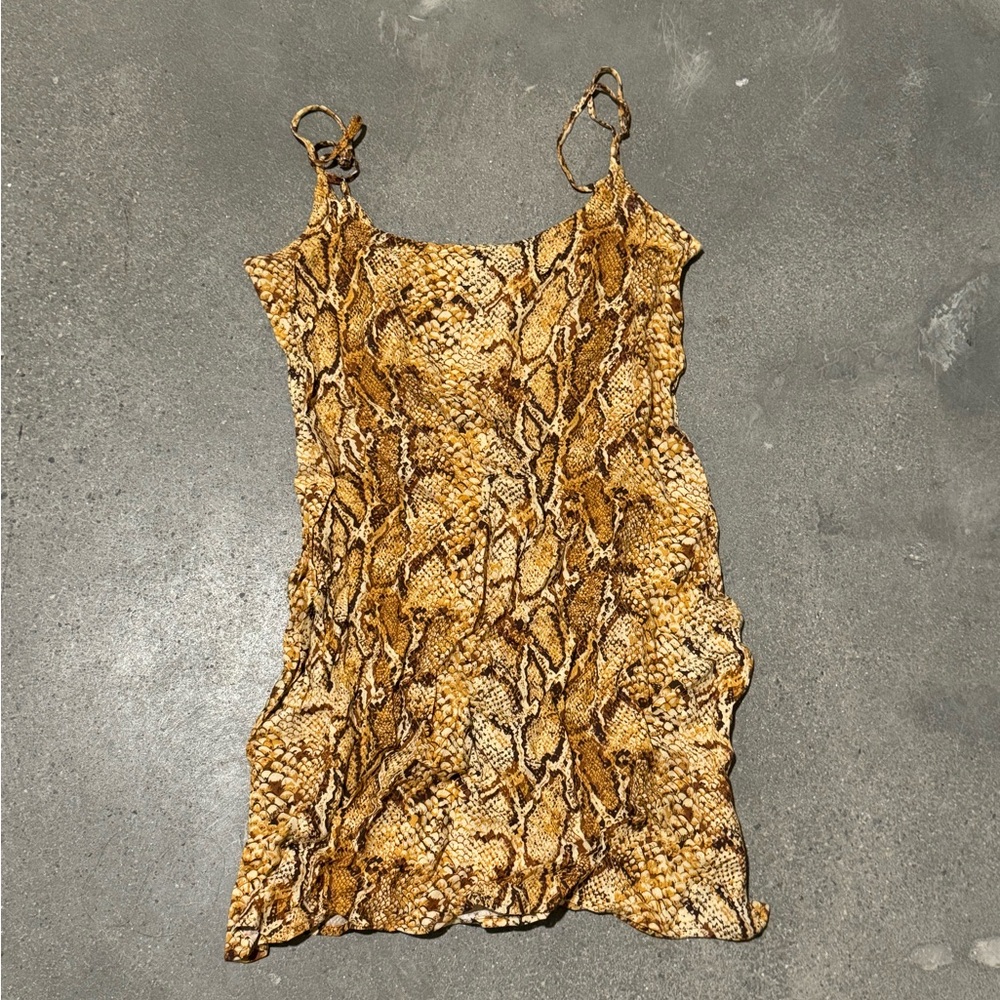 Yellow Snake Print Reformation Dress